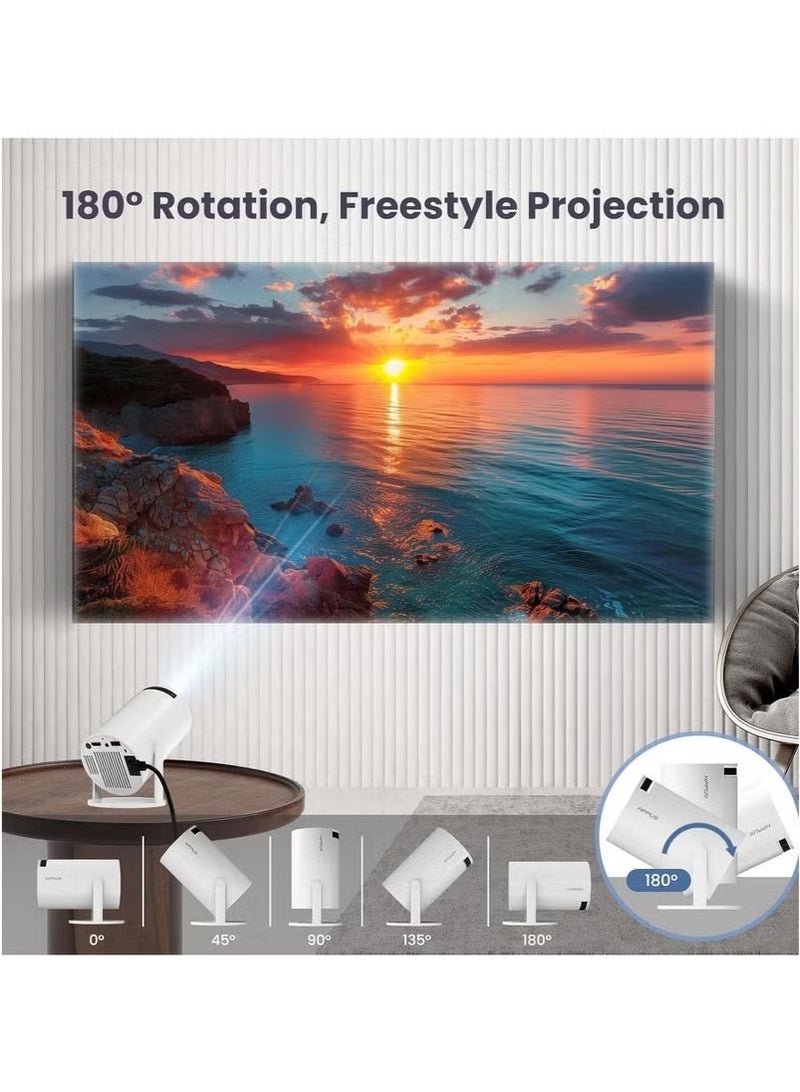 BLUMENIT Smart Projector 4K with Android OS, WiFi 6 & Bluetooth 5.2 – 180° Rotating Stand, Auto Focus, Electric Keystone, 1080P Full HD, Built-in Apps & HiFi Speakers - Image 2